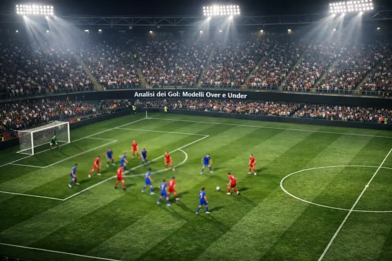 Campo da calcio visto dall'alto durante una partita con sovrapposizione di statistiche