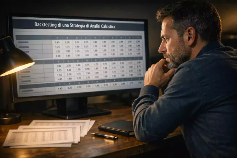 Campo da calcio italiano illuminato di sera con spalti pieni e atmosfera da Serie A