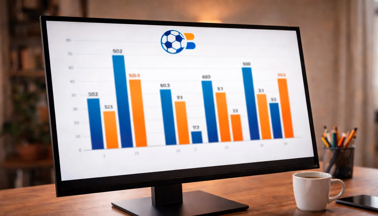 Statistiche di gol visualizzate su schermo di computer