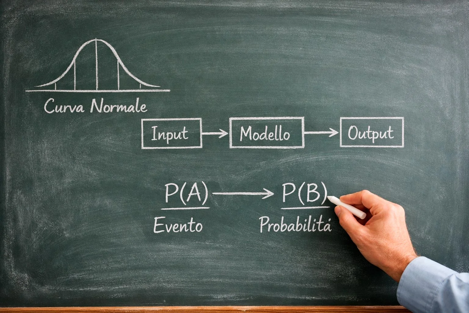 Lavagna con formule matematiche e diagrammi per previsioni calcistiche